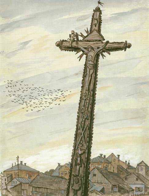 Cross in Telšiai (1933) - Mstislav Dobuzhinsky Tablo