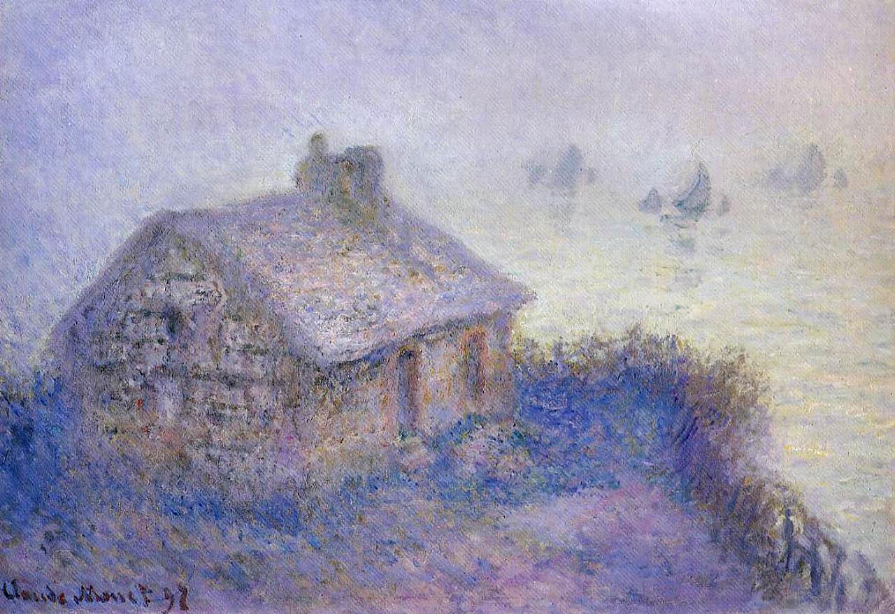 Customs House at Varengeville in the Fog (1897) - Claude Monet Tablo