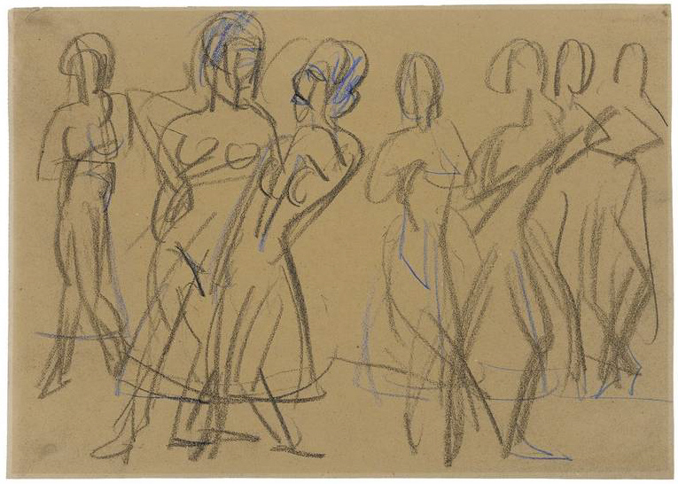 Dance Group of the Mary Wigman School in Dresden (1926) - Ernst Ludwig Kirchner Tablo