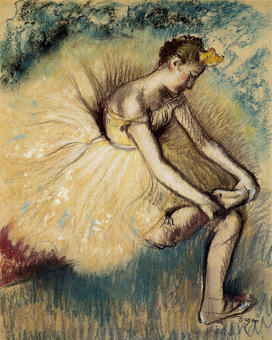 Dancer Putting on Her Slipper (1896) - Edgar Degas Tablo