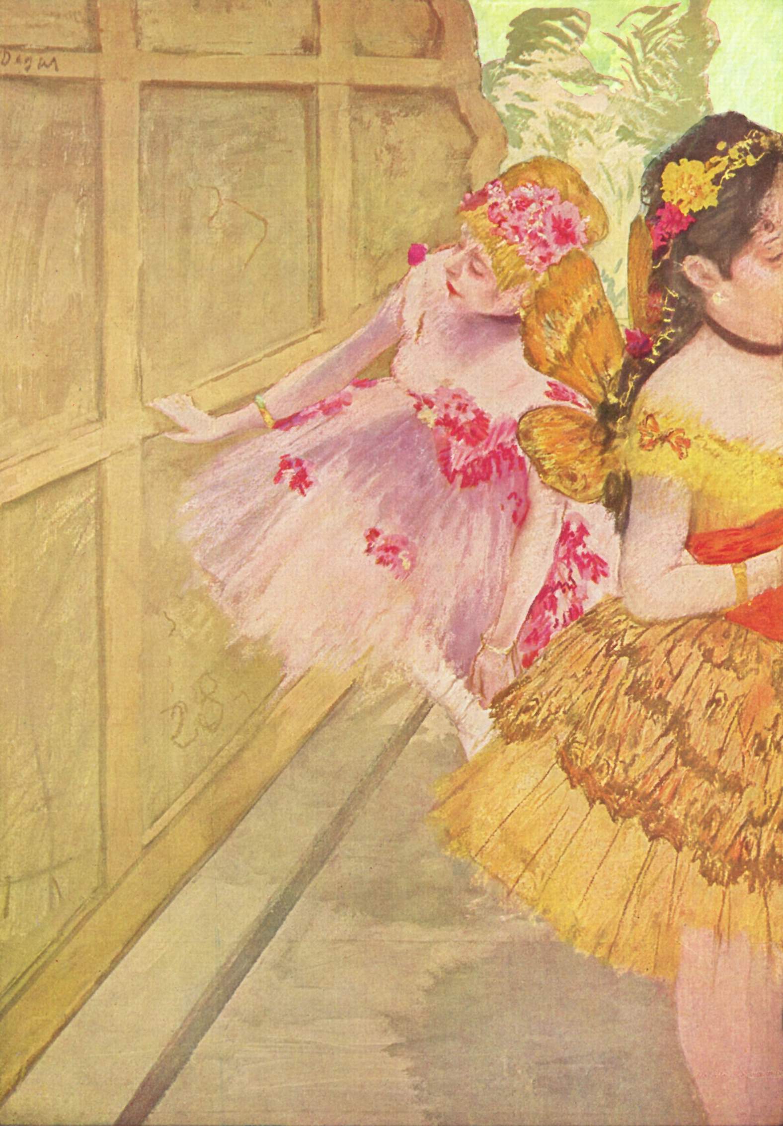 Dancer against a stage flat (1880) - Edgar Degas Tablo