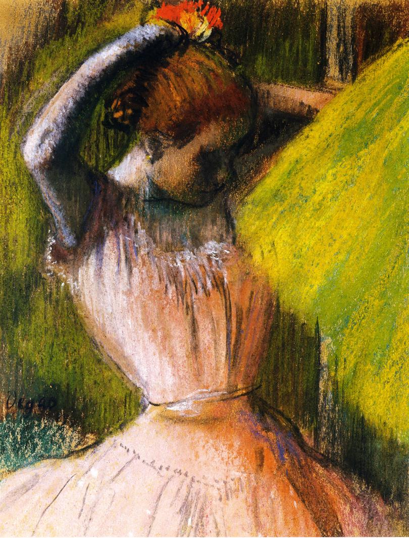 Dancer arranging her hair (1900) - Edgar Degas Tablo