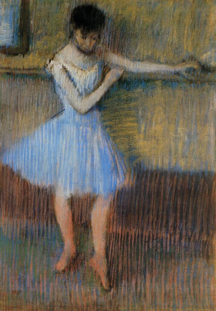 Dancer in Blue at the Barre (1889) - Edgar Degas Tablo