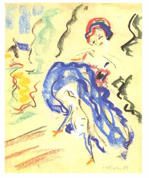 Dancer in a Blue Skirt - Ernst Ludwig Kirchner Tablo
