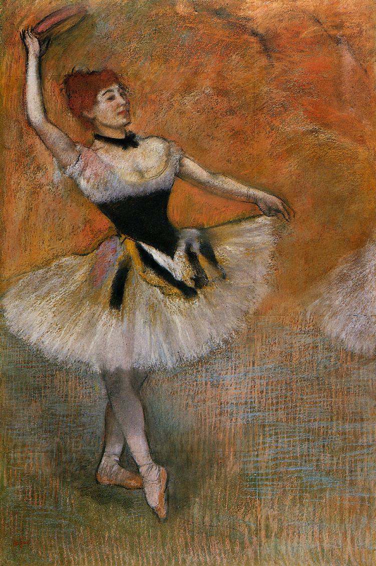 Dancer with Tambourine (1882) - Edgar Degas Tablo