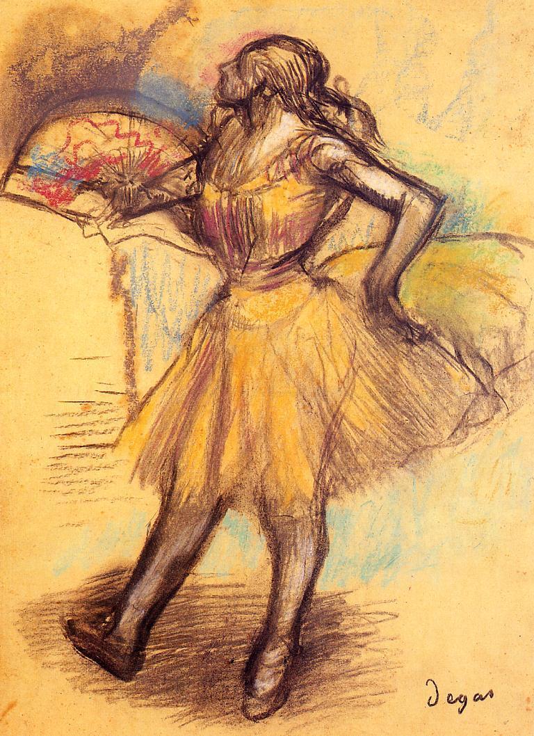 Dancer with a Fan (study) (1895) - Edgar Degas Tablo