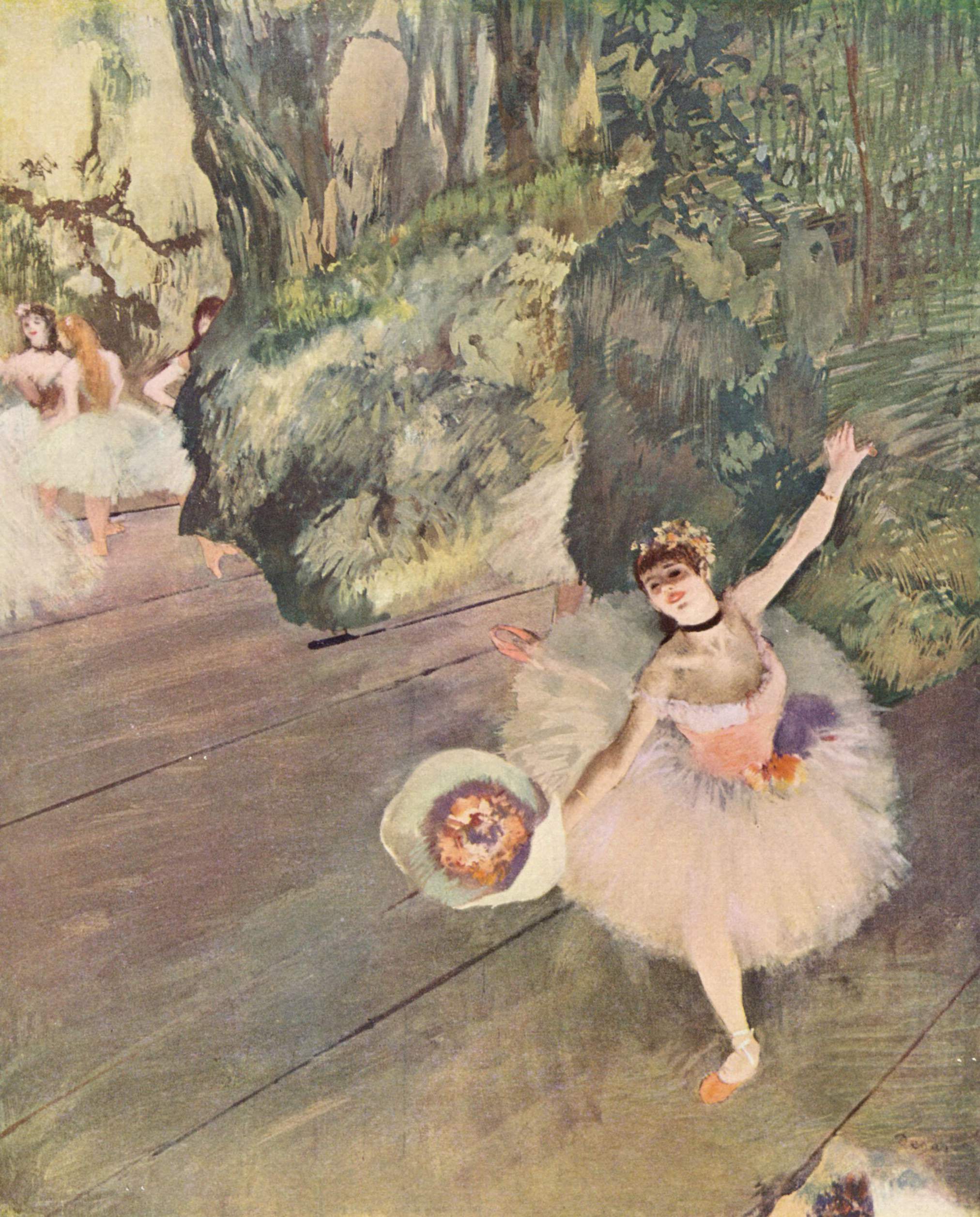 Dancer with a bouquet of flowers (The Star of the ballet) (1878) - Edgar Degas Tablo