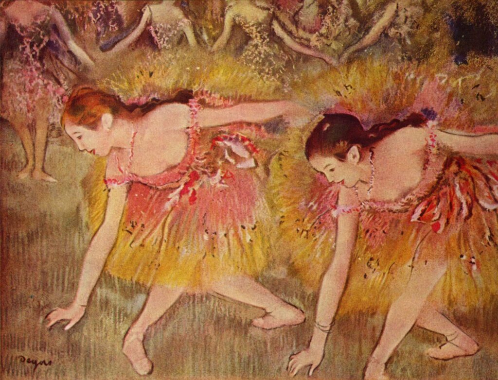 Dancers Bending Down (1885) - Edgar Degas Tablo