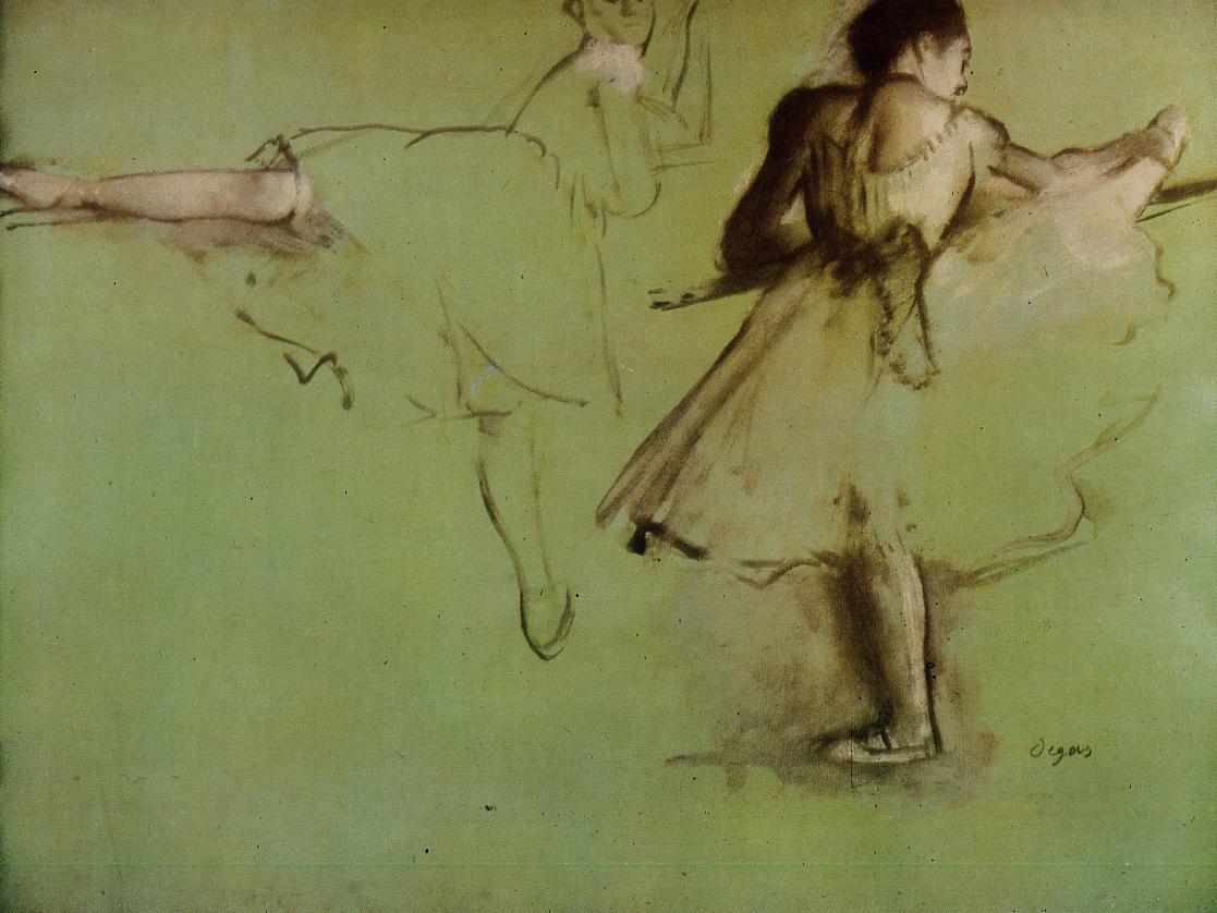Dancers at the Barre (study) (1876) - Edgar Degas Tablo