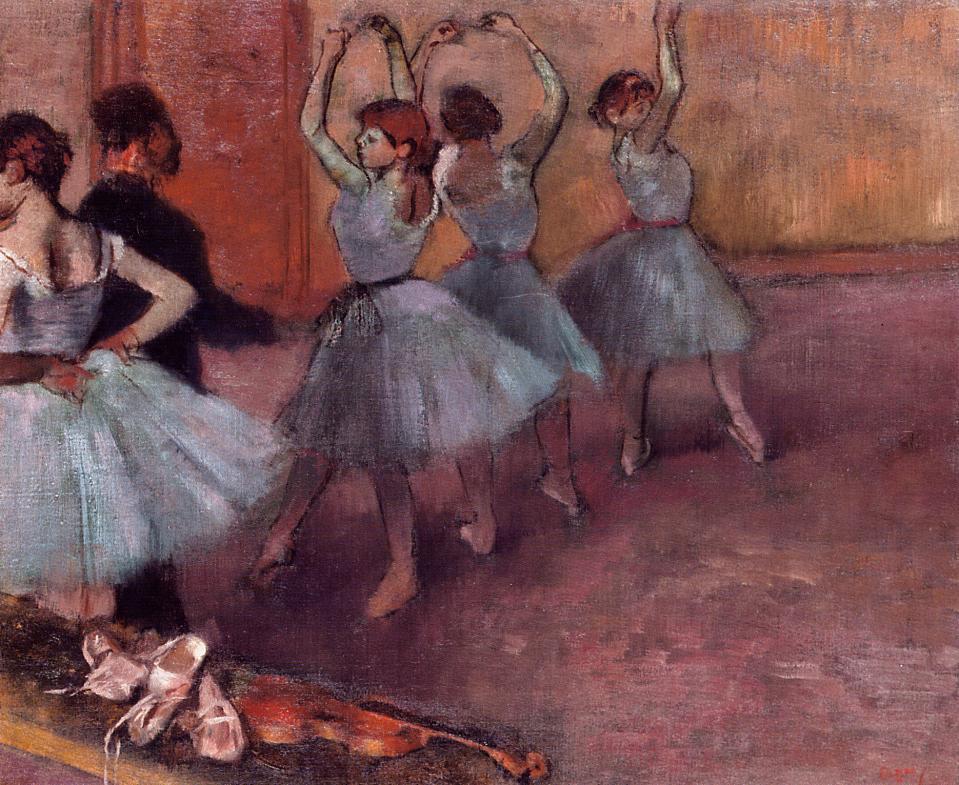 Dancers in Light Blue (Rehearsing in the Dance Studio) (1881) - Edgar Degas Tablo