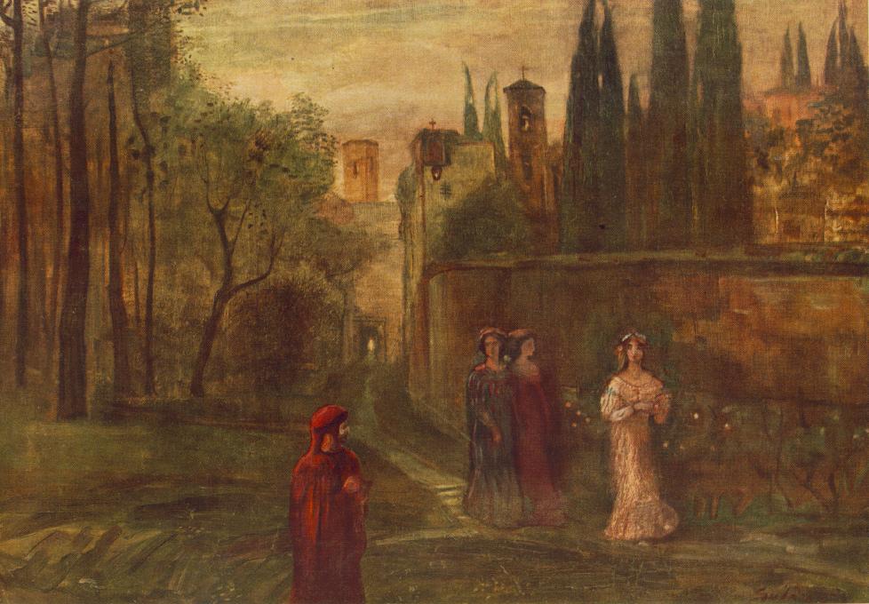 Dante's Meeting with Beatrice (1907) - Lajos Gulácsy Tablo