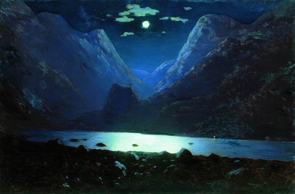 Daryal pass. Moonlight Night (1895) - Arkhip Kuindzhi Tablo
