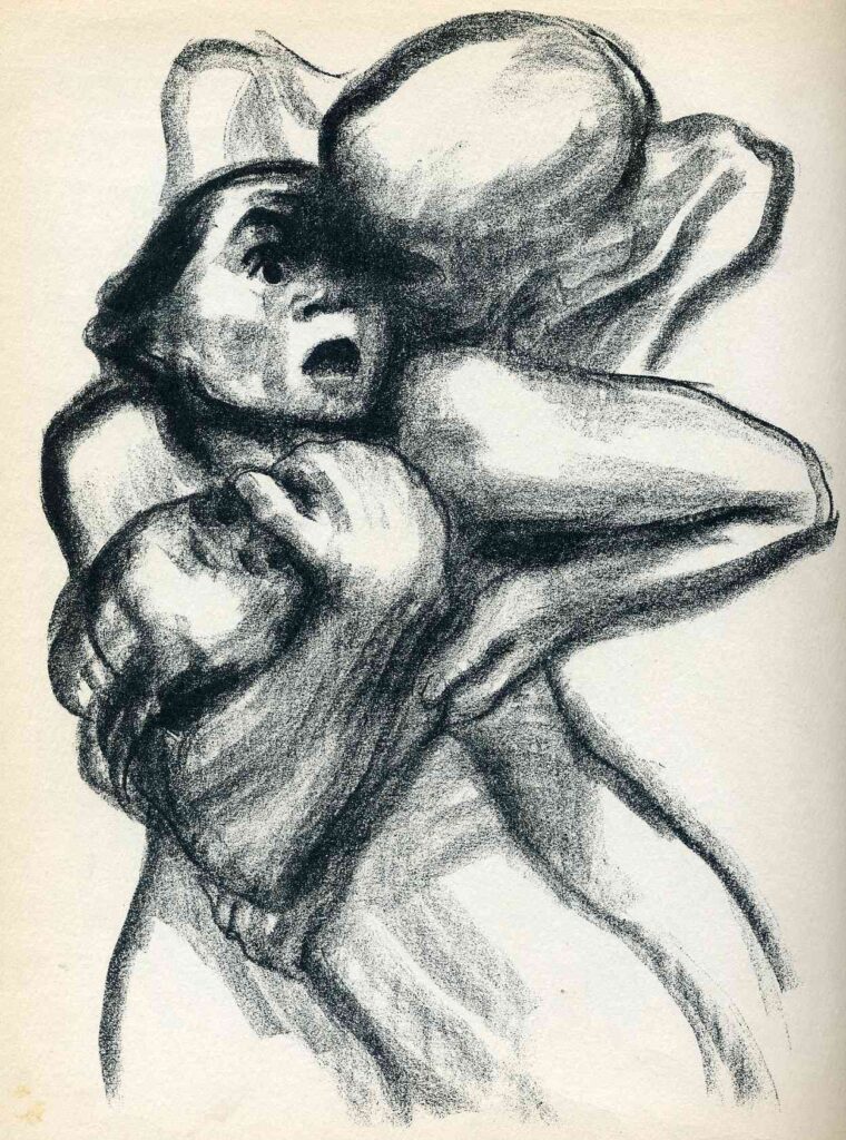 Death Seizing A Woman (1934) - Käthe Kollwitz Tablo
