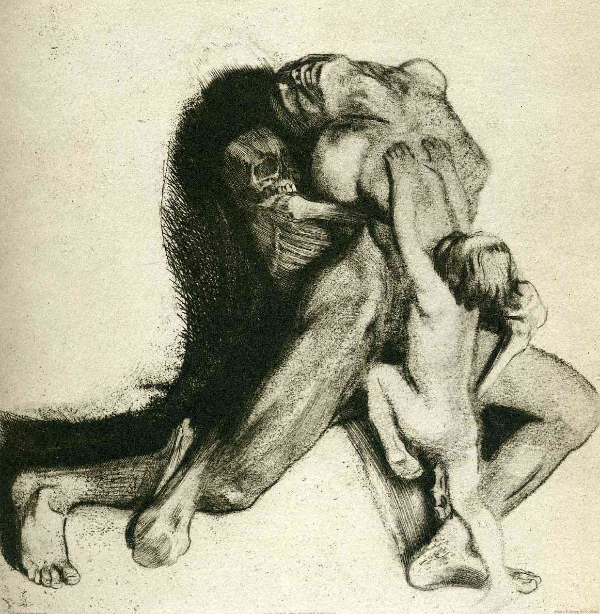 Death and Woman (Self Portrait) (1910) - Käthe Kollwitz Tablo