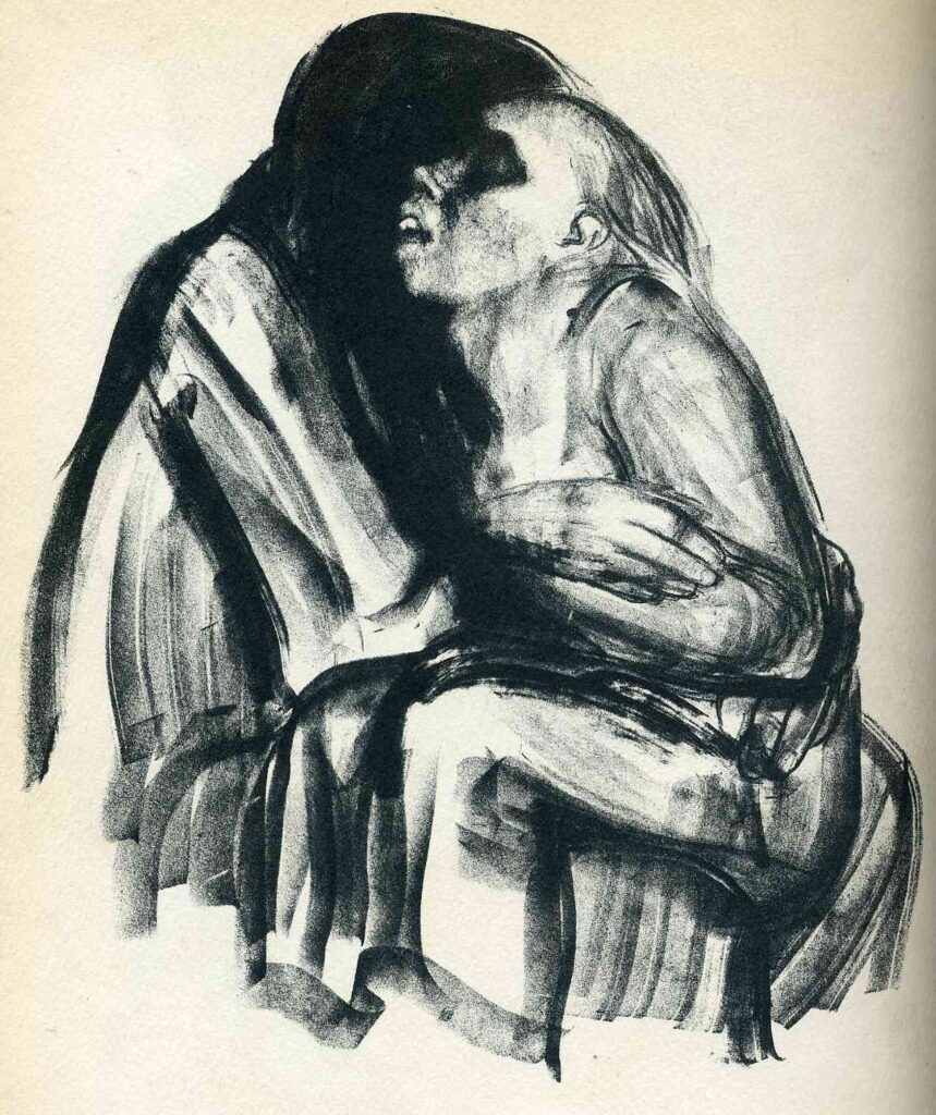 Death with Girl in Her Lap - Käthe Kollwitz Tablo