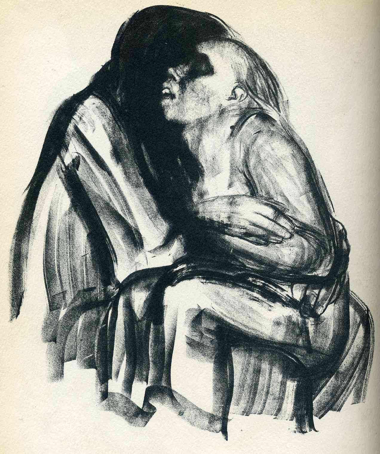 Death with Girl in Her Lap - Käthe Kollwitz Tablo