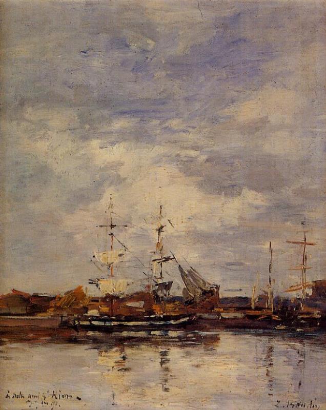 Deauville Harbor (1891) - Eugène Boudin Tablo