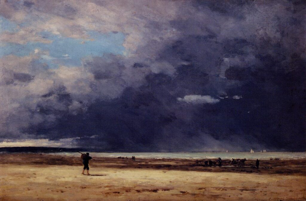 Deauville, Low Tide (1863) - Eugène Boudin Tablo