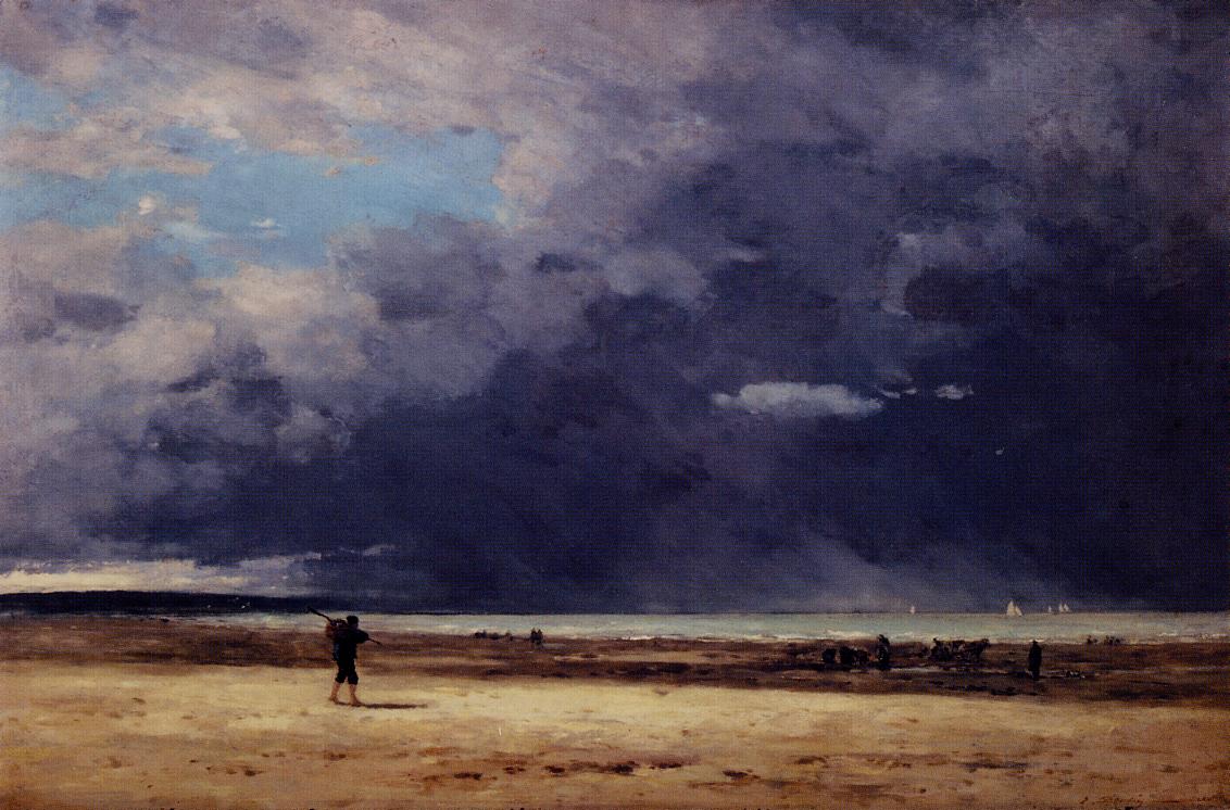 Deauville, Low Tide (1863) - Eugène Boudin Tablo