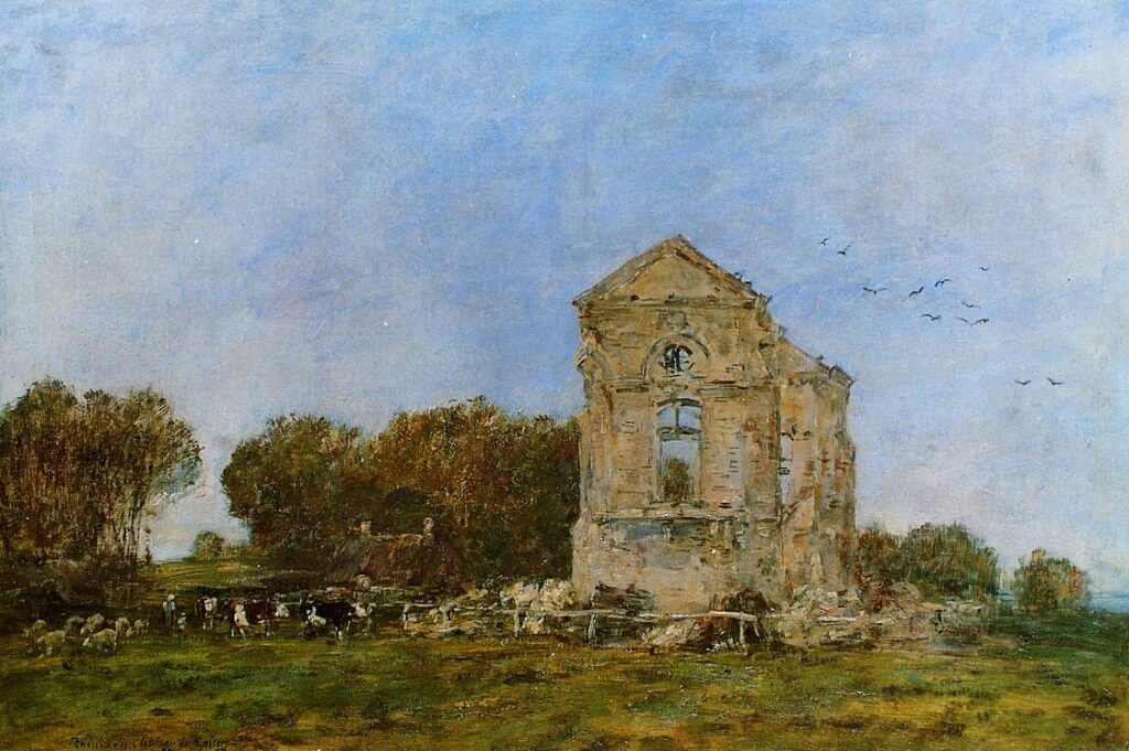 Deauville, Ruins of the Chateau de Lassay (1893) - Eugène Boudin Tablo