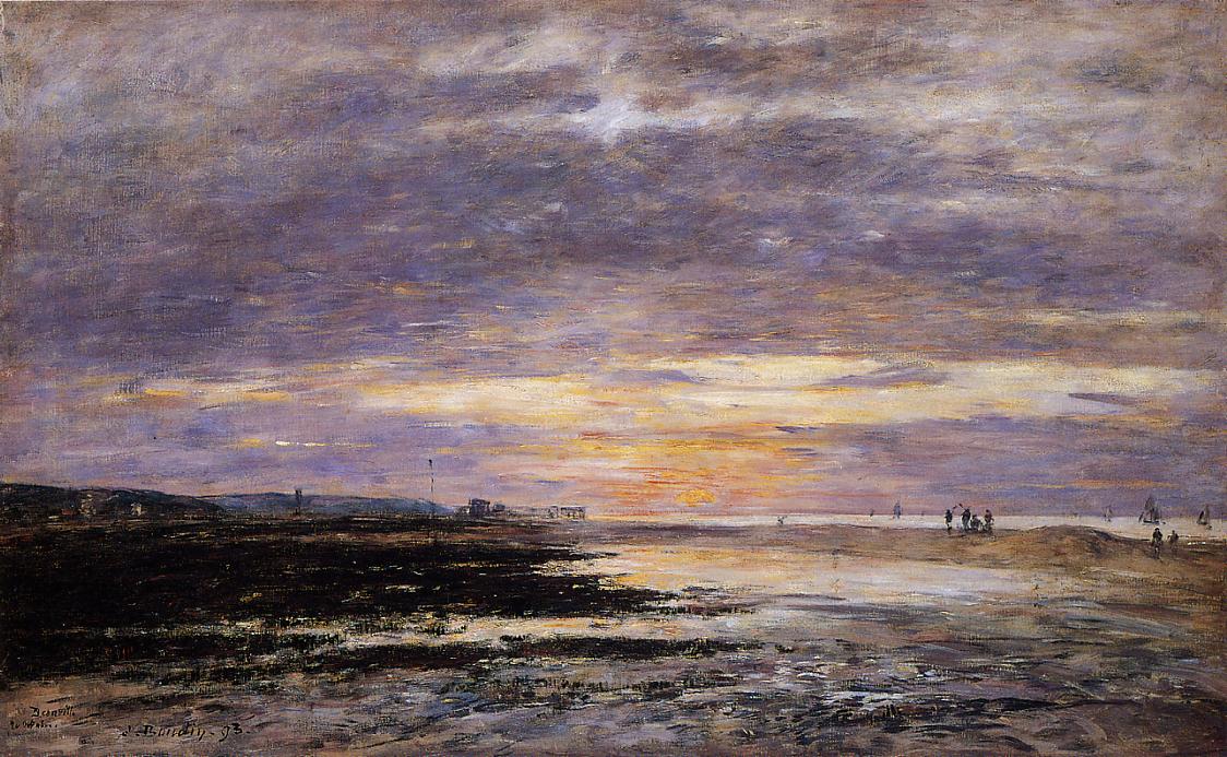 Deauville, Sunset on the Beach (1893) - Eugène Boudin Tablo