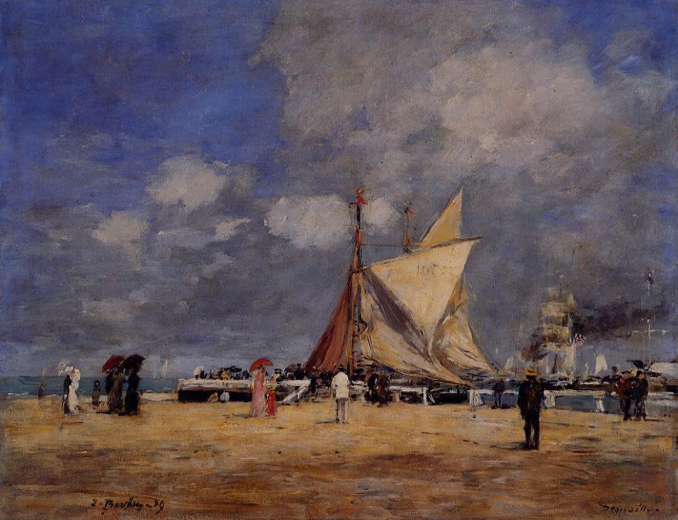 Deauville, on the Jetty (1889) - Eugène Boudin Tablo