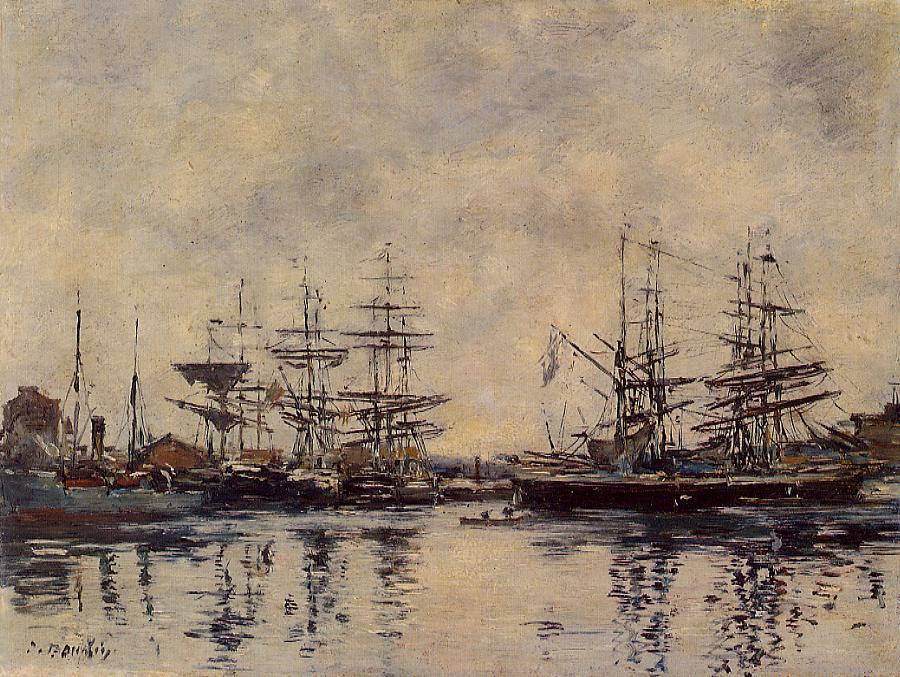 Deauville, the Harbor (1890) - Eugène Boudin Tablo