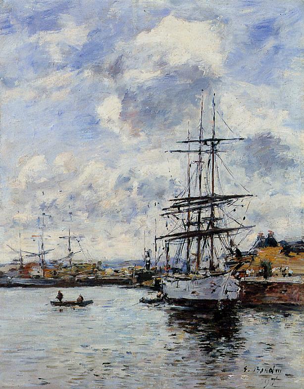Deauville, the Harbor (1897) - Eugène Boudin Tablo