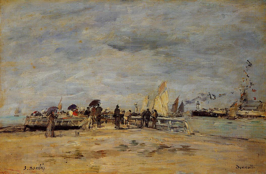 Deauville, the Jetty (1890) - Eugène Boudin Tablo