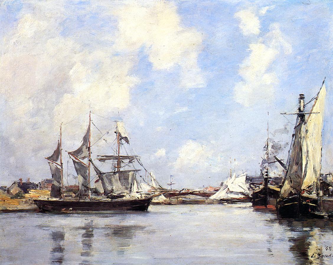 Deauville, the Port (1888) - Eugène Boudin Tablo