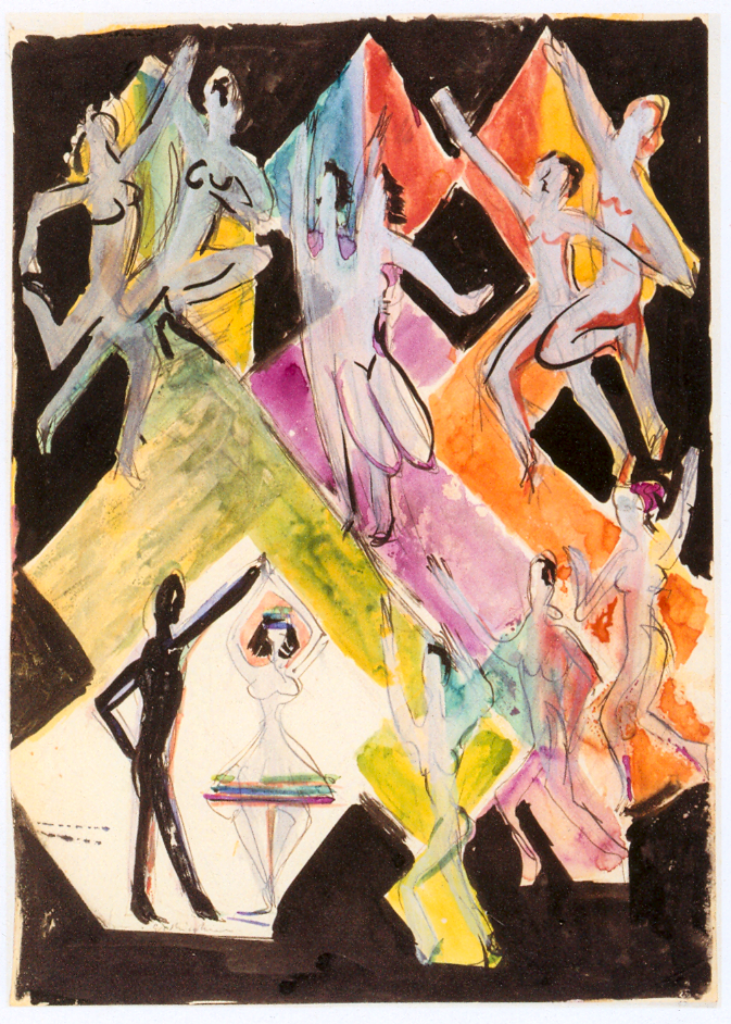 Design for the Wall Painting Colourful Dance (1927) - Ernst Ludwig Kirchner Tablo