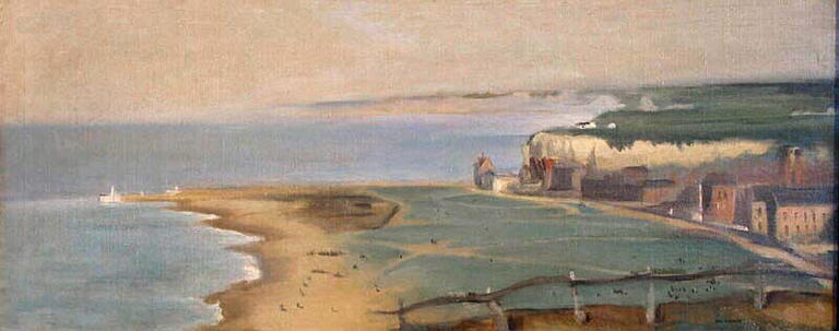 Dieppe Beach View From The Cliff West - Eva Gonzalès Tablo