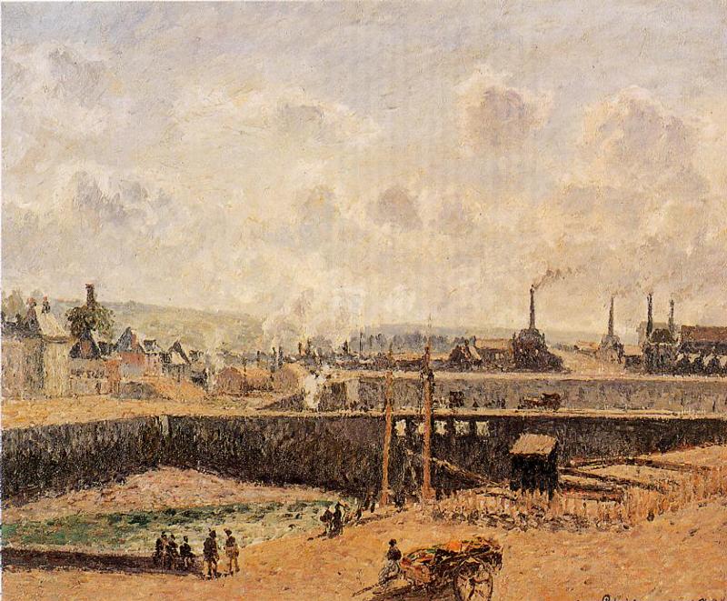 Dieppe, Dunquesne Basin, Low Tide, Sun, Morning (1902) - Camille Pissarro Tablo