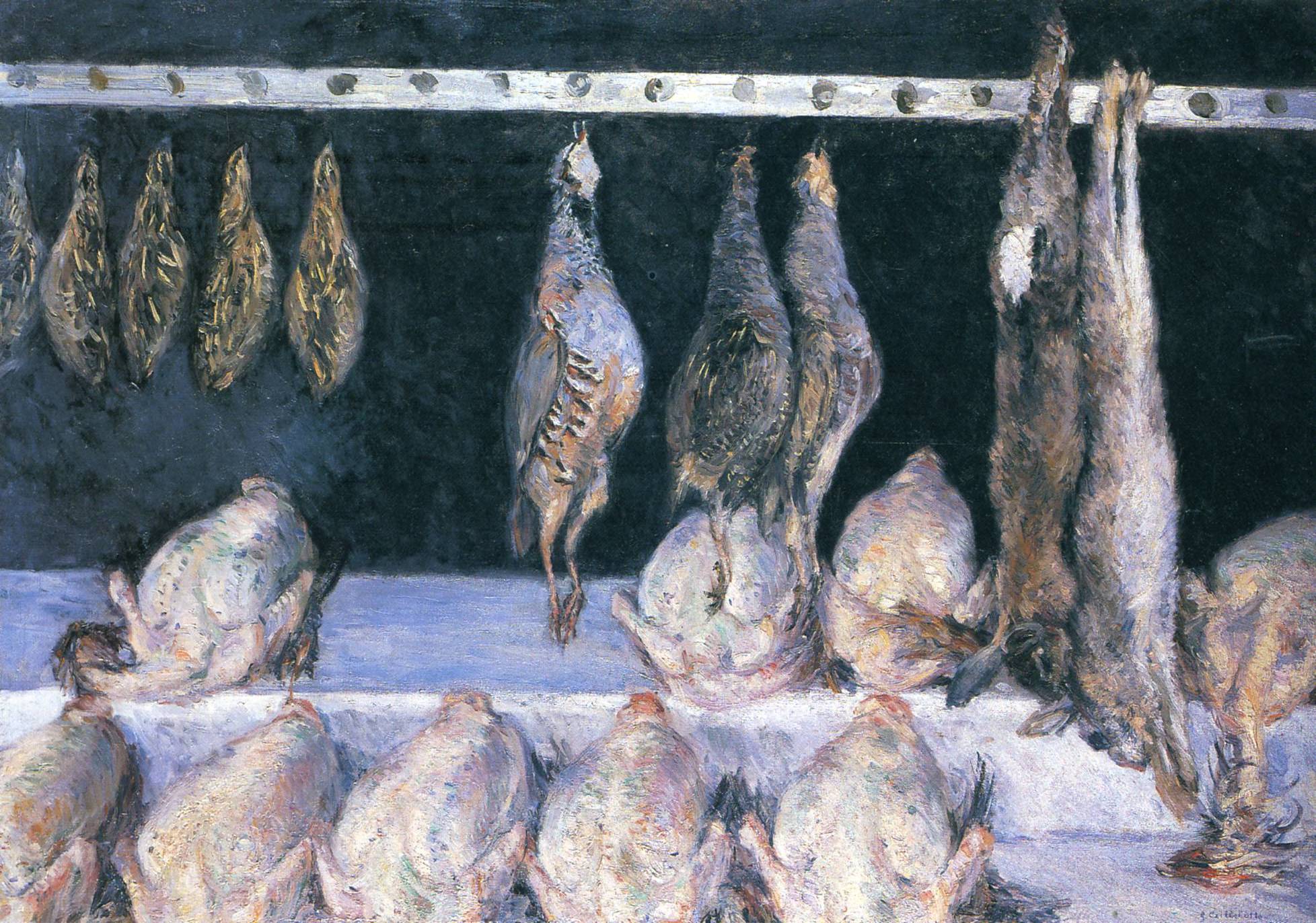 Display of Chickens and Game Birds (1882) - Gustave Caillebotte Tablo