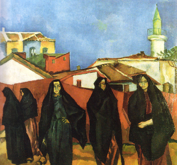 Dobrujan Landscape with Five Turk Women - Iosif Iser Tablo