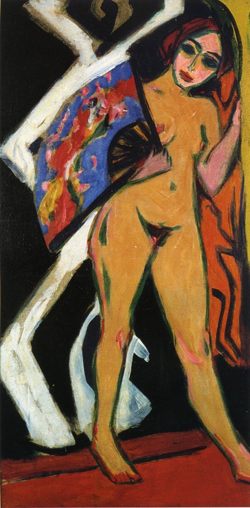 Dodo with Large Fan (1910) - Ernst Ludwig Kirchner Tablo