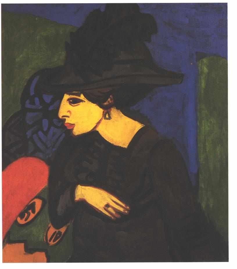 Dodo with a Big Feather Hat - Ernst Ludwig Kirchner Tablo