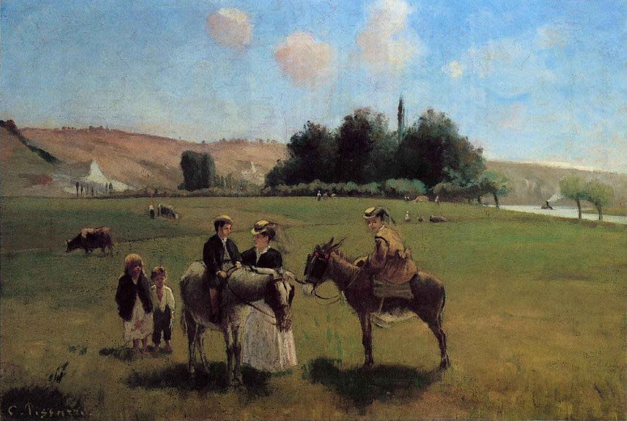 Donkey Ride at La Roche Guyon (1864) - Camille Pissarro Tablo