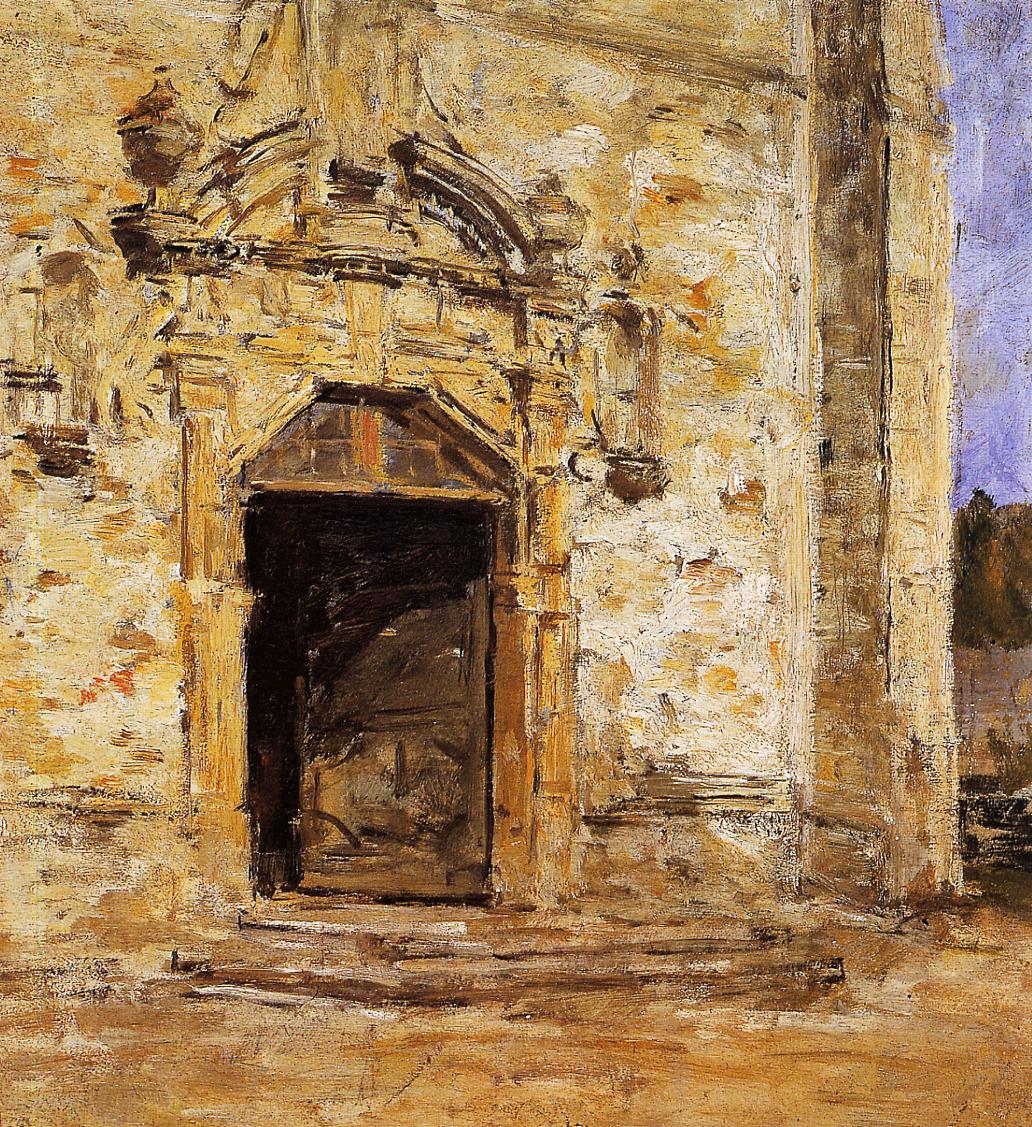 Door of the Touques Church (1890) - Eugène Boudin Tablo