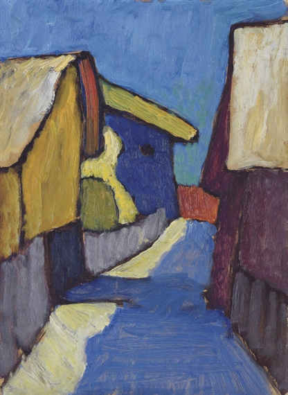 Dorfstrasse in Blau - Gabriele Münter Tablo