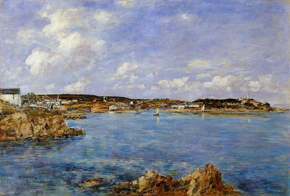 Douarnenez, the Bay, View of Tristan isle (1897) - Eugène Boudin Tablo