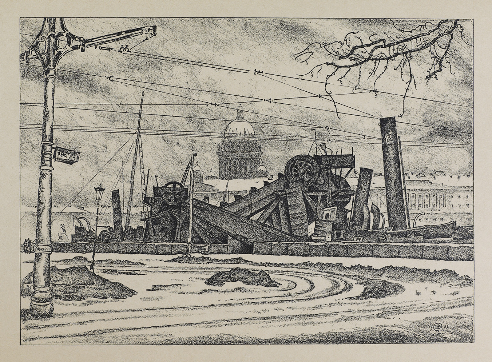 Dredger (1923) - Mstislav Dobuzhinsky Tablo