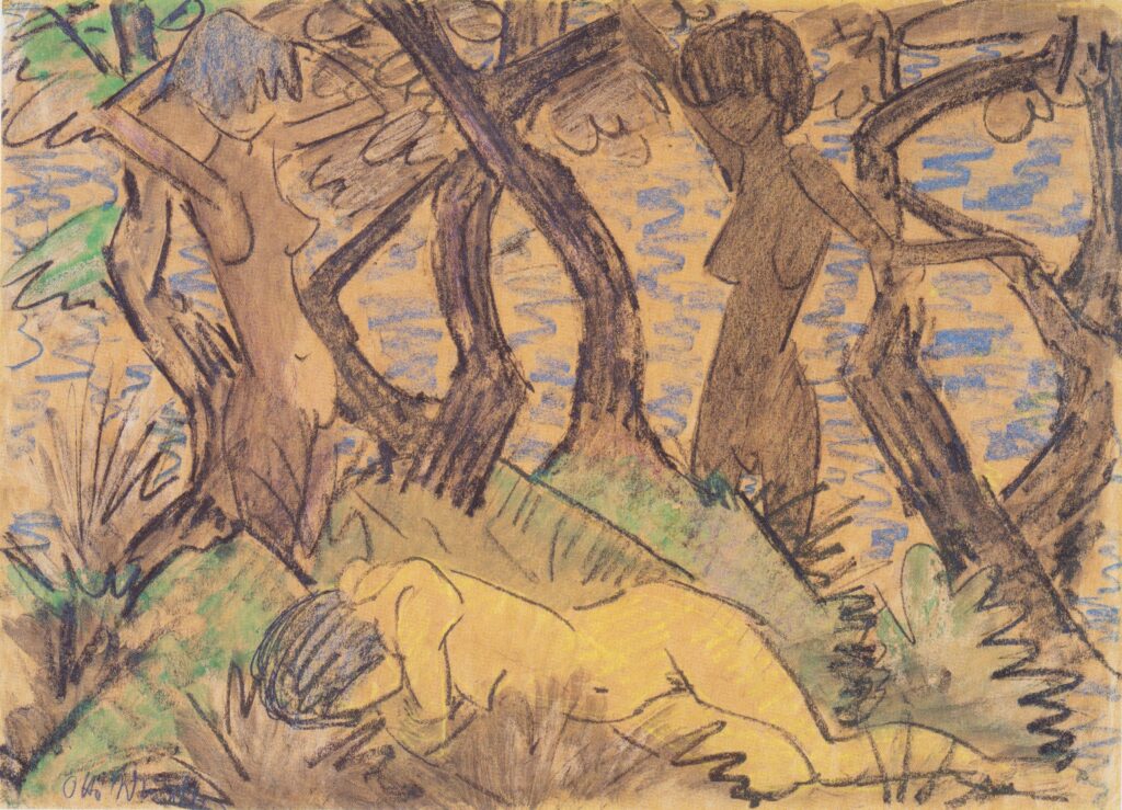 Drei Mädchen Zwischen Bäumen (1925) - Otto Mueller Tablo