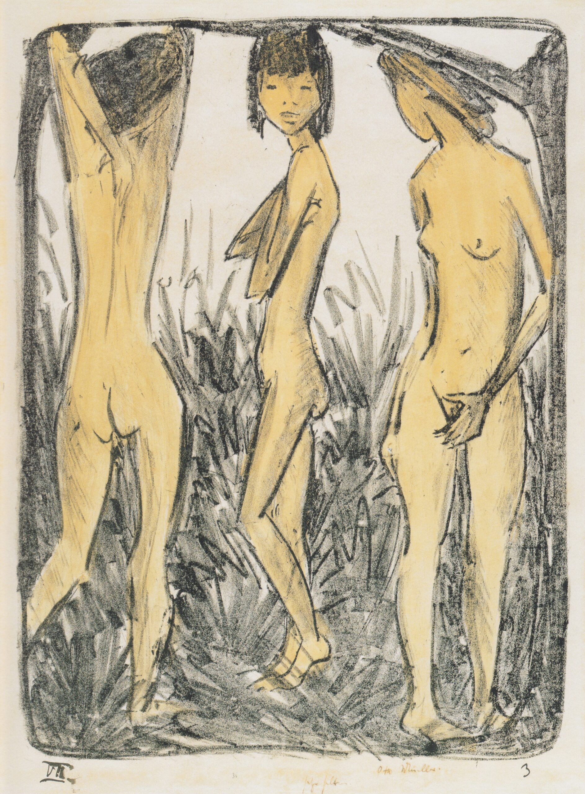 Drei Stehende Mädchen (1926) - Otto Mueller Tablo