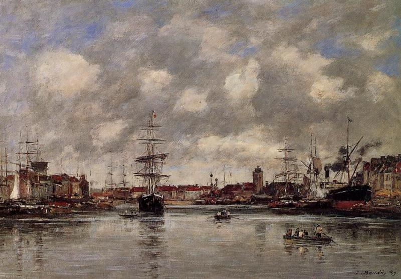 Dunkirk, the Holland Basin (1889) - Eugène Boudin Tablo