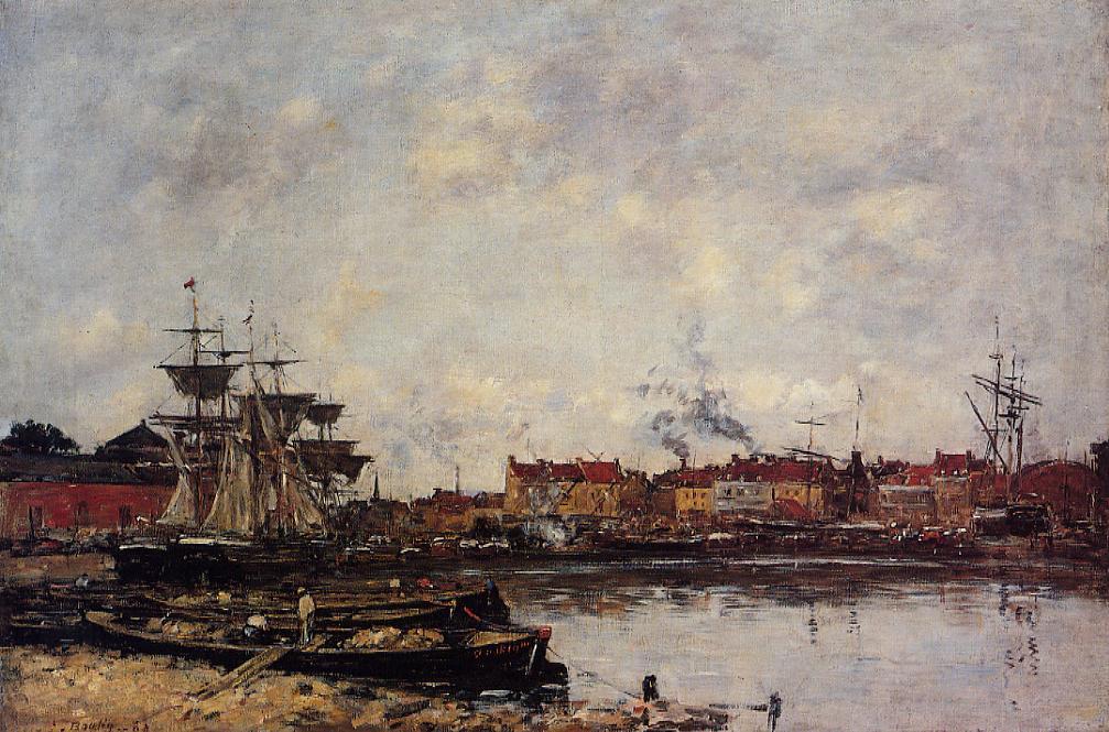 Dunkirk, the Inner Port (1889) - Eugène Boudin Tablo