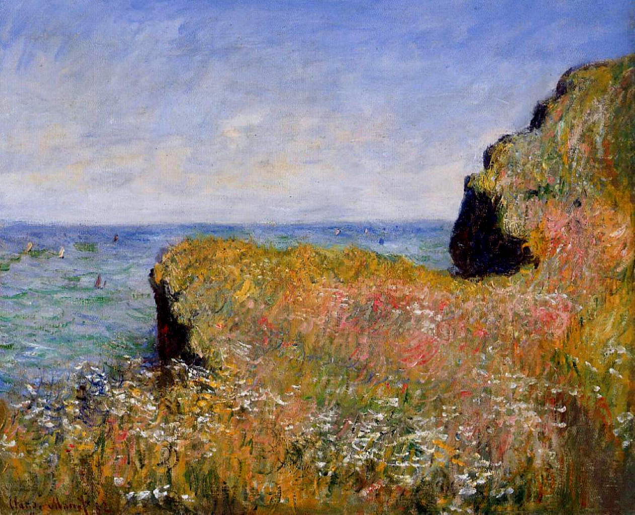 Edge of the Cliff, Pourville (1882) - Claude Monet Tablo