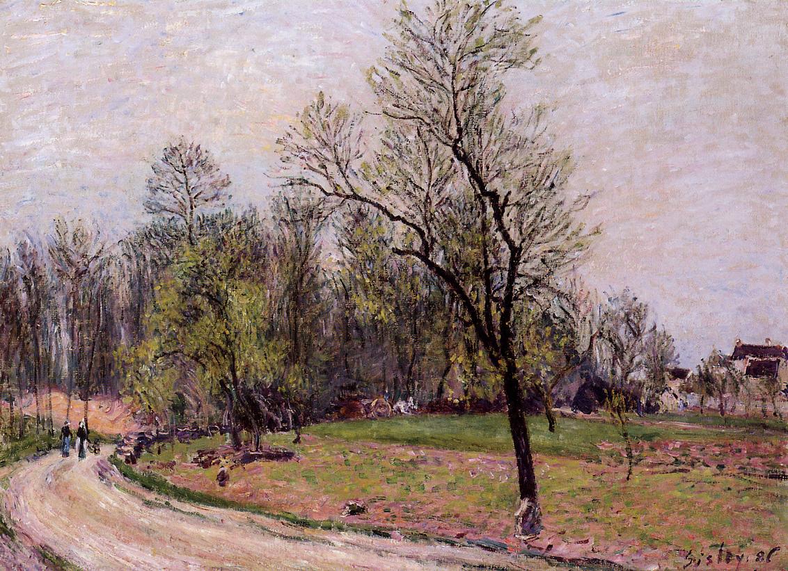 Edge of the Forest in Spring, Evening (1886) - Alfred Sisley Tablo