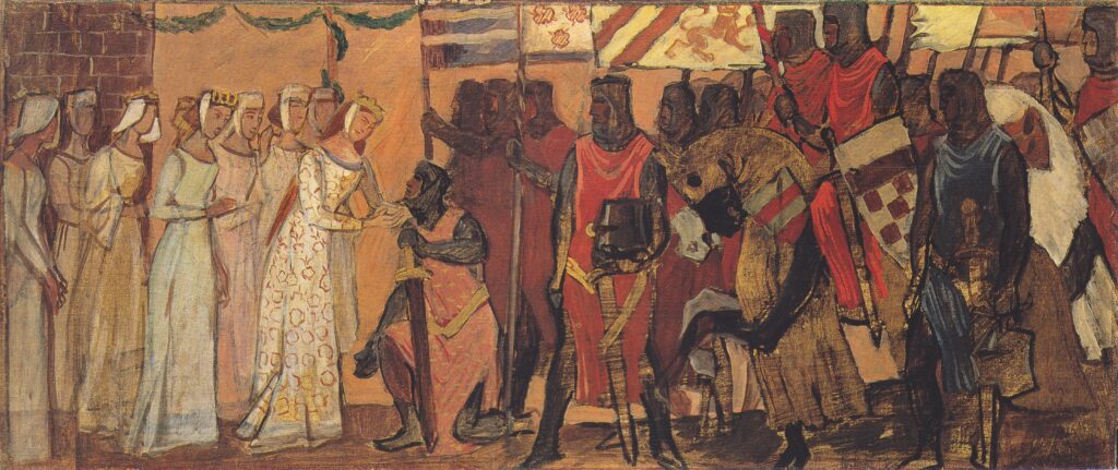 Einzug König Etzels in Wien (zweiter Entwurf) (1908) - Albin Egger-Lienz Tablo