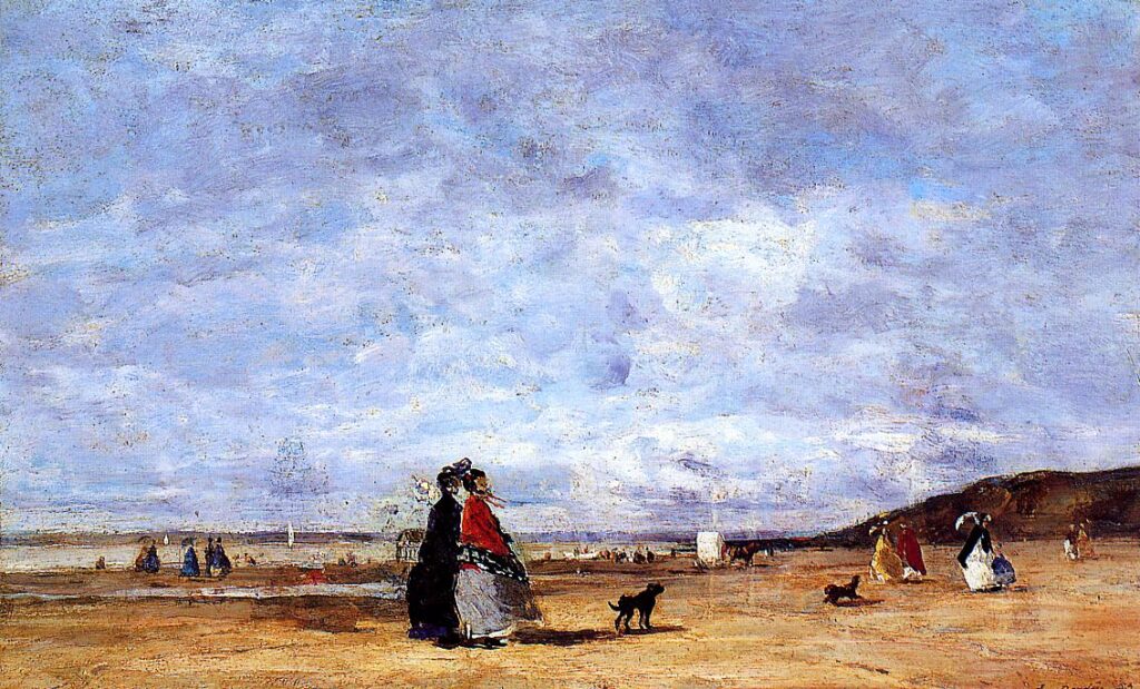 Elegant Women on the Beach (1863) – Eugène Boudin Tablo
